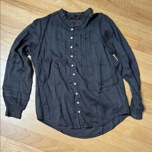 Quince Dark Olive Gray Button Shirt with Pleats